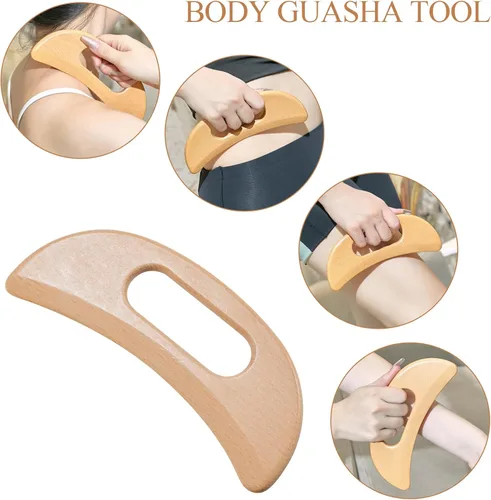 Miniatura 5 de Xokocli Herramientas de masaje de terapia de madera 5 en 1, masajeador de drenaje linfático para aliviar el dolor muscular Kit de maderoterapia