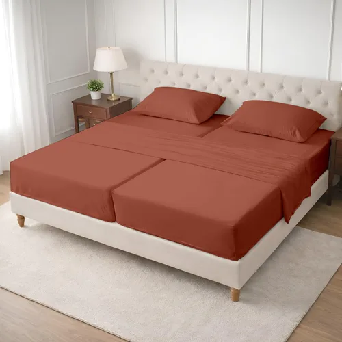 Miniatura 59 de SGI bedding Sábana Queen de 28 pulgadas con cabecera flexible y parte superior dividida, 100% algodón egipcio - 600 número de hilos, sábanas