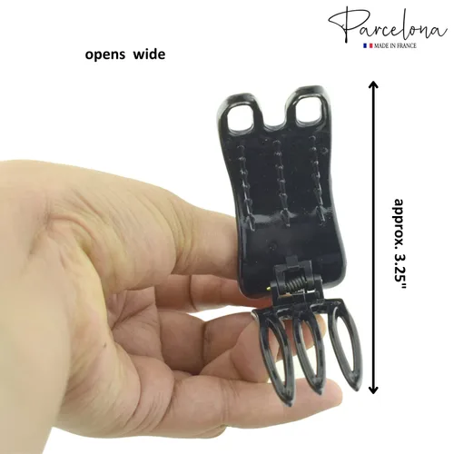 Miniatura 4 de Parcelona French Simply Bear Paw - Pinza para el cabello de yoga de 3 pulgadas, color negro, mediana, para mujeres y niñas, fabricada en Francia