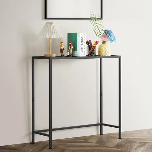 Miniatura 6 de Mesa consola para entrada, consola estrecha negra, mesa de pasillo, muebles de sala de estar, mesa auxiliar delgada con parte trasera del sofá, mesa
