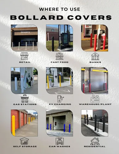 Miniatura 4 de Ideal Shield Cubierta de bolardo de seguridad negra de 1/8 pulgadas de 4 pulgadas con rayas rojas, 60 pulgadas de alto. Cinta de instalación