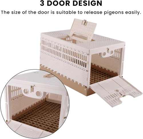 Miniatura 3 de Jaula plegable de plástico para palomas con asa, jaula portátil de viaje para pájaros, jaula de emparejamiento, caja nido de palomas, fácil