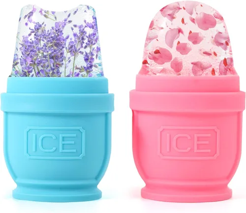 2 paquetes de rodillos de hielo para cara y cuerpo, cubitos de hielo de silicona para hinchazón, alivio del dolor, terapia de frío, moldes para