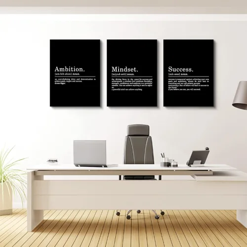 Miniatura 5 de Pintura en Lienzo Inspiracional Arte de Pared - EPHANY ART, Impresiones de Citas de Mentalidad, Póster Enmarcado de Emprendedor Exitoso Citas M-3pcs