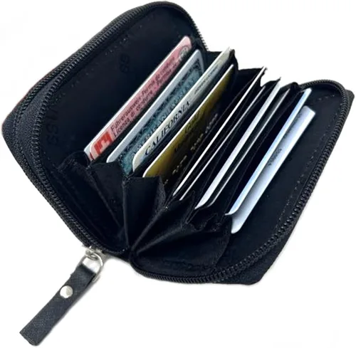 Miniatura 2 de Alpine Swiss Cartera organizadora de acordeón para mujer, de cuero, tarjeta, identificación, Negro -, Compacto