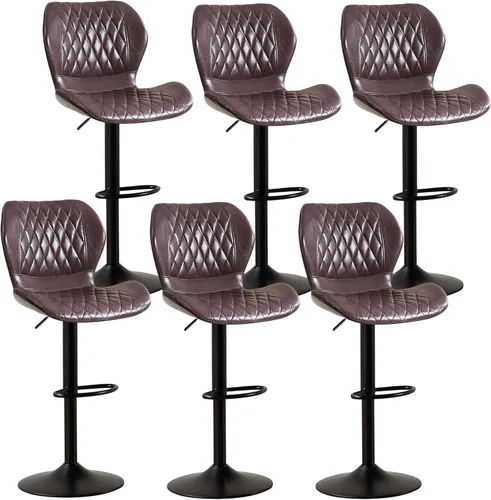 Miniatura 24 de Taburetes de bar modernos, taburetes de bar giratorios con respaldo alto, taburetes de bar de tela ajustables para sillas de isla de cocina