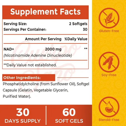 Miniatura 2 de Suplemento NAD de 2000 MG, NAD+ liposomal con alta absorción, más eficiente que la ribósido de nicotinamida, suplemento de refuerzo puro y Plus