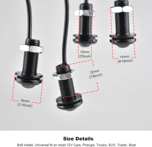 Miniatura 5 de 4 luces delanteras para parrilla delantera de automóvil, montaje de perno LED blanco, luces decorativas compatibles con automóviles, barcos, SUV