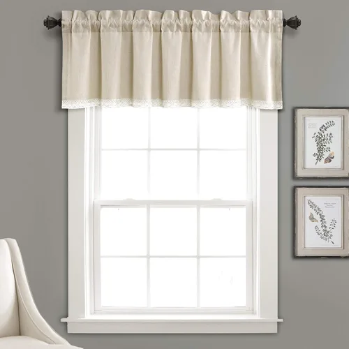 Miniatura 15 de Lush Decor Par de paneles de cortinas de lino con encaje para ventana, 84 x 38 pulgadas, azul