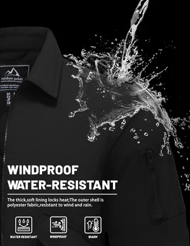 Miniatura 4 de TACVASEN - Chaqueta bomber para hombre, gruesa, acolchada, con cremallera, repelente al agua, rompevientos, cálida, de invierno, con 6 bolsillos