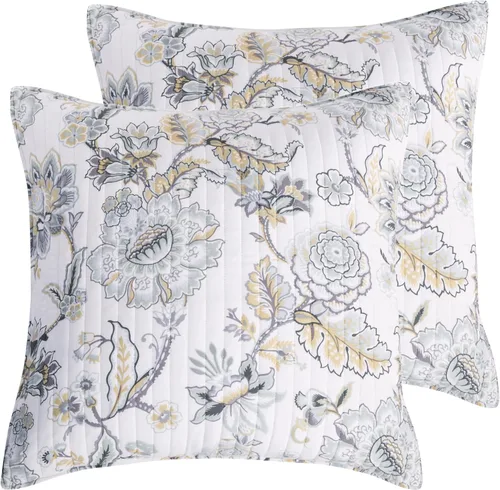 Miniatura 5 de Levtex Home - Juego de 2 fundas de almohada Ophelia Euro - Cuadros - Gris, gris topo, rubor y crema - Euro (26 x 26 pulgadas), sin inserto