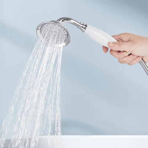 Miniatura 5 de Airuida Grifo de bañera de montaje en pared con pulverizador de mano para teléfono, mezclador doble de calor y frío, manijas de palanca, juego
