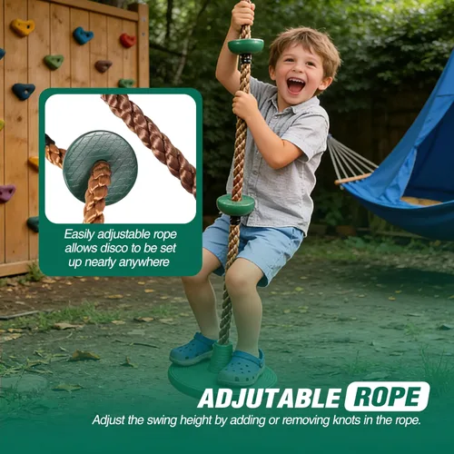 Miniatura 5 de REDCAMP Columpios de cuerda de escalada para árboles, asiento de columpio de disco de plástico resistente para niños y adultos con correa