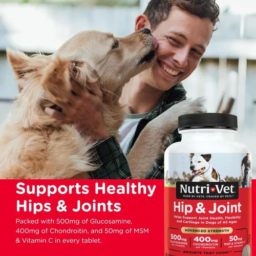 Miniatura 2 de Nutri-Vet Suplemento para articulaciones de perro de fuerza avanzada para cadera y articulaciones, glucosamina para perros, suplementos