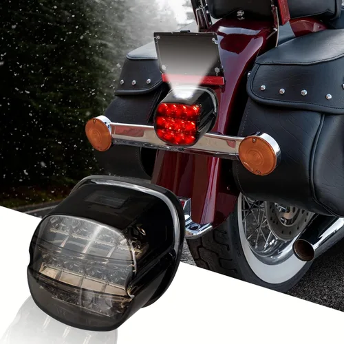 Miniatura 2 de NTHREEAUTO Luz trasera LED ahumada, luces traseras de motocicleta, conducción de freno, compatible con Harley Dyna Road King Electra Glide Street