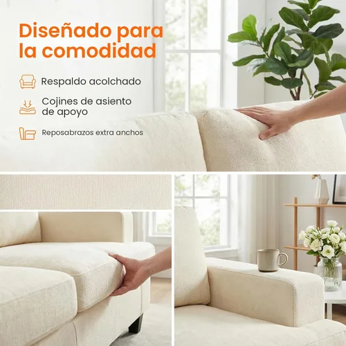 Miniatura 7 de ijuicy Juego de sofá seccional de chenilla de 6 asientos para juego de muebles de sala de estar, juego de sofá moderno de 3 piezas, sofá de 3