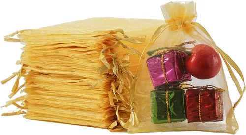 Miniatura 23 de Meowoo 100 bolsas de organza, bolsas de malla pequeñas de 3 x 4 pulgadas con cordón, bolsas de regalo de malla con cordón para joyas, dulces