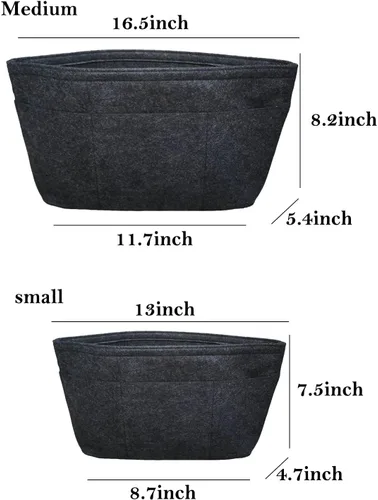 Miniatura 5 de Organizador de bolso, organizador de bolsa de mano, organizador de bolsa de fieltro con 12 bolsillos, compatible con bolsa, bolsos (negropequeño)
