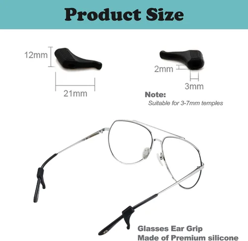 Miniatura 2 de 20 pares de agarres para las orejas, soporte antideslizante para lentes, agarres de silicona para gafas, agarres de oreja, retenedor de manga