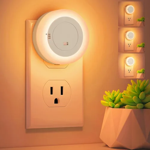 Miniatura 8 de FOLKSMATE - Luz nocturna LED, luz nocturna regulable con sensor de atardecer a amanecer para enchufe, para baño, dormitorio, habitación de adultos