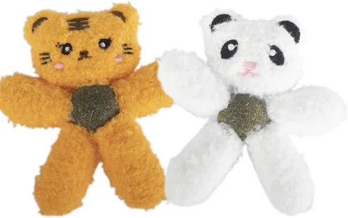 Miniatura 14 de Juguetes de felpa con hierba gatera para gatos de interior, juguetes interactivos para masticar para dentición y cuidado dental, juguete de nailon