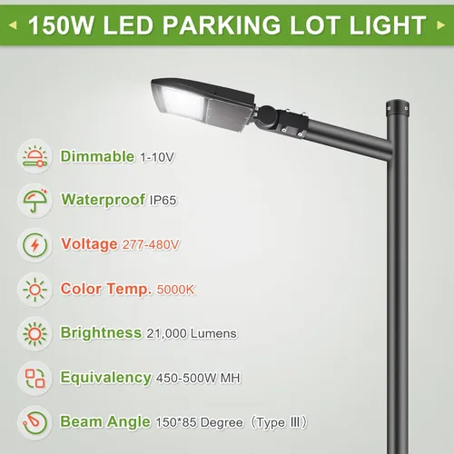 Miniatura 2 de luz LED para la calle, estacionamientos, postes, áreas exteriores, 5000k, DLC UL (café), LF-SB150W-BL, 150.00watts, 110.00 volts