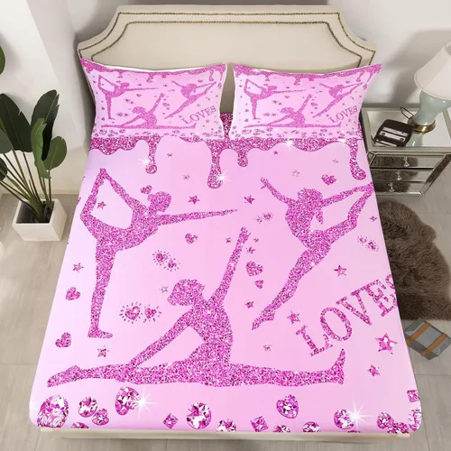 Miniatura 10 de Erosebridal Sábana bajera ajustable de gimnasia con bolsillo profundo para niñas y niños, tamaño individual, juego de ropa de cama deportiva