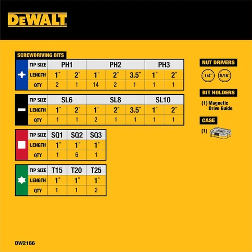 Miniatura 2 de DEWALT Juego de puntas de destornillador con estuche resistente, 45 piezas (DW2166), juego de destornillado gris/plata con estuche resistente