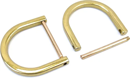 Miniatura 26 de 4 anillos en D resistentes con grillete de 1-1/2 pulgadas, oro antiguo, en forma de U, repuesto para bolso, llavero, collar de perro