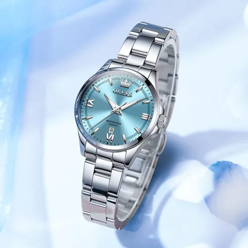 Miniatura 4 de OLEVS - Relojes de acero inoxidable para mujer, reloj de plata de lujo para damas con fecha, relojes analógicos de cuarzo impermeables y delicados
