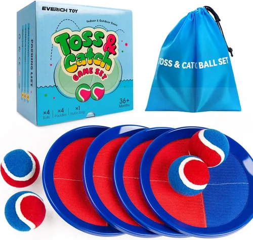 Juego de pelota para lanzar y atrapar mejorado, juguetes de piscina de playa, juegos al aire libre para niños, juegos familiares para patio Azul y