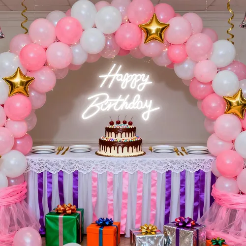 Miniatura 2 de Letrero de neón de feliz cumpleaños, luz de neón blanca de cumpleaños de 16.5 x 9.8 pulgadas para decoración de pared, alimentada por USB