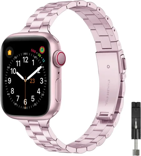Miniatura 10 de Correa fina compatible con Apple Watch de 40mm, 38mm, 42mm, 44mm, de acero inoxidable de alta calidad de repuesto, ajustable, para iWatch Series