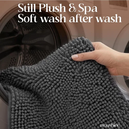 Miniatura 5 de MAYSHINE Alfombra de Baño de Chenilla Afelpada Extra Suave, Súper Absorbente, Alfombra de Baño Antideslizante Microfibra Esponjosa
