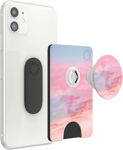Miniatura 3 de Cartera para teléfono PopSockets con soporte expandible, tarjetero para teléfono - Nubes rosas Rosa (Pink Clouds)