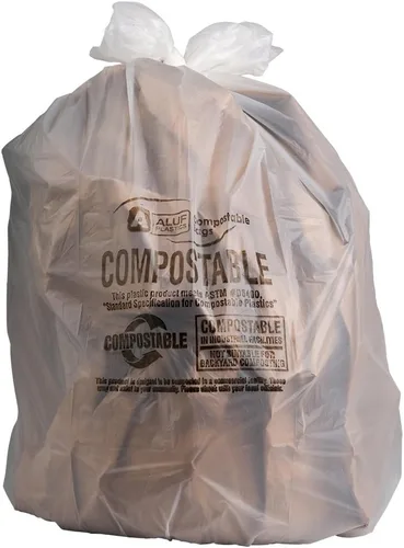 Miniatura 12 de Plasticplace Bolsas de basura compostables de 12-16 galones │ 1 mil │ Revestimientos para botes de basura con tinte verde │ 24 pulgadas x 33