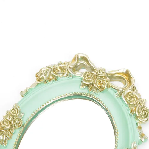 Miniatura 3 de Nerien Espejo de Mano de Tocador Espejo de Maquillaje de Viaje Princesa Espejo Cosmético de Metal Portátil Ovalado con Rosas en Relieve Espejos