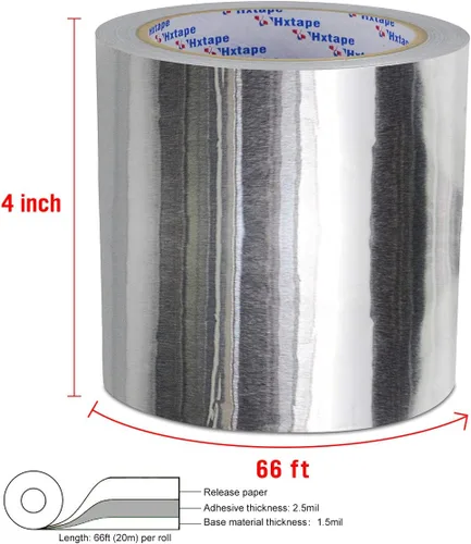Miniatura 2 de Cinta de tela de fibra de vidrio de papel de aluminio, plateado, buena para HVAC, sellado y parchado de conductos de aire caliente y frío
