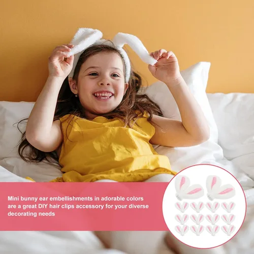 Miniatura 4 de Amosfun 20 piezas de accesorios de horquilla de orejas de conejo, mini pinzas para orejas de conejo, accesorios de bricolaje para mujeres y niñas