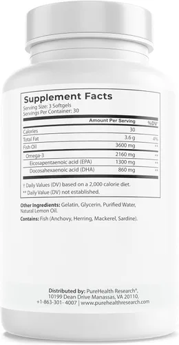 Miniatura 2 de PUREHEALTH RESEARCH Cápsulas blandas completas de aceite de pescado Omega 3 – Suplementos de ácidos grasos omega-3 para mujeres y hombres