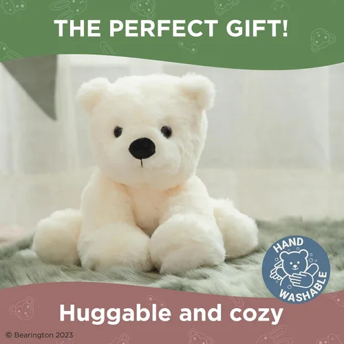 Miniatura 5 de Bearington Everest The Polar Bear - Peluche suave de 10.5 pulgadas con pelo blanco esponjoso, adorable peluche de oso polar para niños y bebés