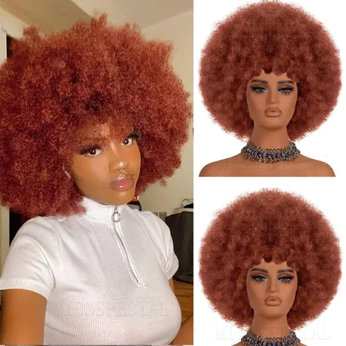 Miniatura 10 de Peluca afro rizada de los años 70 para mujeres negras, sin pegamento, pelucas afro grandes, con volumen y suaves de aspecto natural, peluca grande