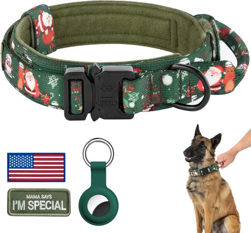 Miniatura 30 de DAGANXI Collar táctico para perro, collar ajustable de nailon para entrenamiento militar con asa de control y hebilla de metal pesado para perros