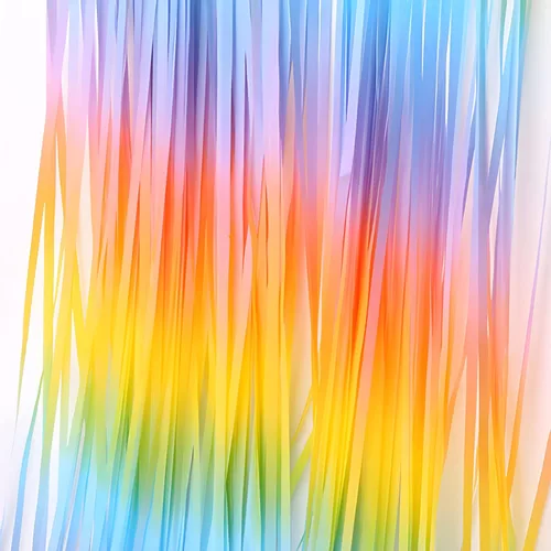 GREATRIL - Cortina de flecos de papel aluminio en tonos pastel degradados, para decoraciones de fiestas infantiles, aulas, o temáticas de unicornio,