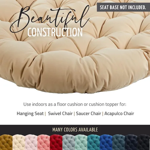 Miniatura 7 de Sorra Home - Cojín con mechones Papasan - Cojín redondo cómodo para silla Bucket & Moon - Cojín de piso con espuma suave para muebles
