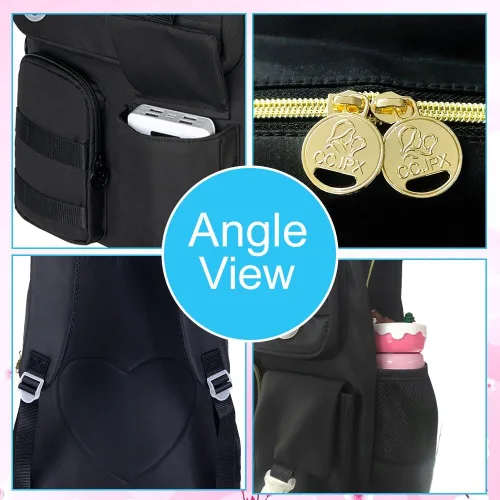 Miniatura 4 de WZLVO Mochila para laptop para niñas y mujeres, 15.6 pulgadas, bonita estética, resistente al agua, antirrobo, para la escuela universitaria
