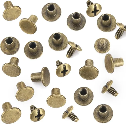 Miniatura 3 de YORANYO 150 juegos de tornillos Chicago de 0.315 pulgadas (0.315 in), remaches de cuero para tela, tornillos de fijación de Chicago, botones