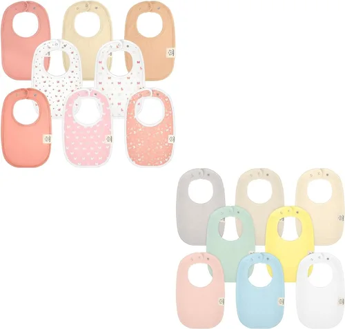 KeaBabies Paquete de 8 baberos orgánicos para bebés para niñas y niños y paquete de 8 baberos orgánicos para bebés para niñas y niños, baberos de