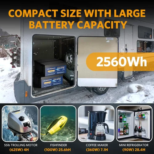Miniatura 5 de GOLDENMATE Batería de litio LiFePO4 de 12 V 200 Ah, batería recargable de hasta 15000 ciclos, BMS integrado, máximo 2560 Wh, perfecta para RV