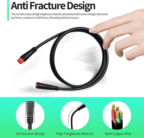 Miniatura 5 de Cable de extensión Ebike de 2/3/4/5/6 pines, enchufe impermeable hembra a macho para bicicleta eléctrica, motocicleta de transmisión media, kit